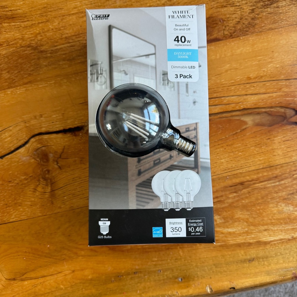 Feit Electric 40W G25 Globe LED Dimmable Daylight 5000K White Filament 3 Pack - Picture 3 of 7